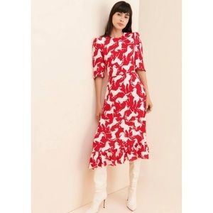 Sister Paul & Joe x Anthropologie Horse Red Horse-Printed Dress (size: 36)